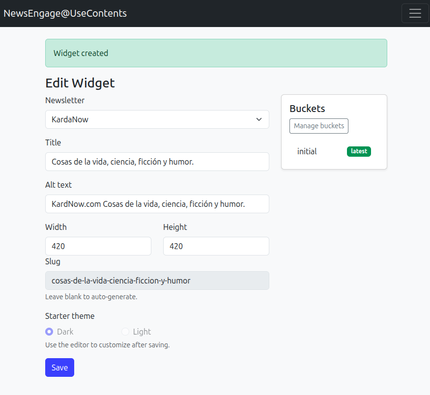 Create Updateable Widgets